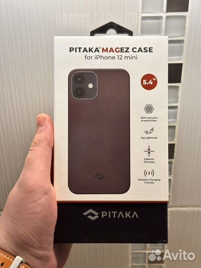 Чехол pitaka iPhone 12 mini Бордовый