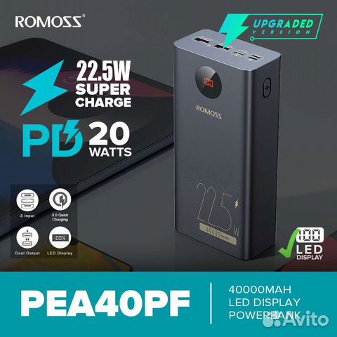 Power bank 40000 мАч 22,5 Вт новый