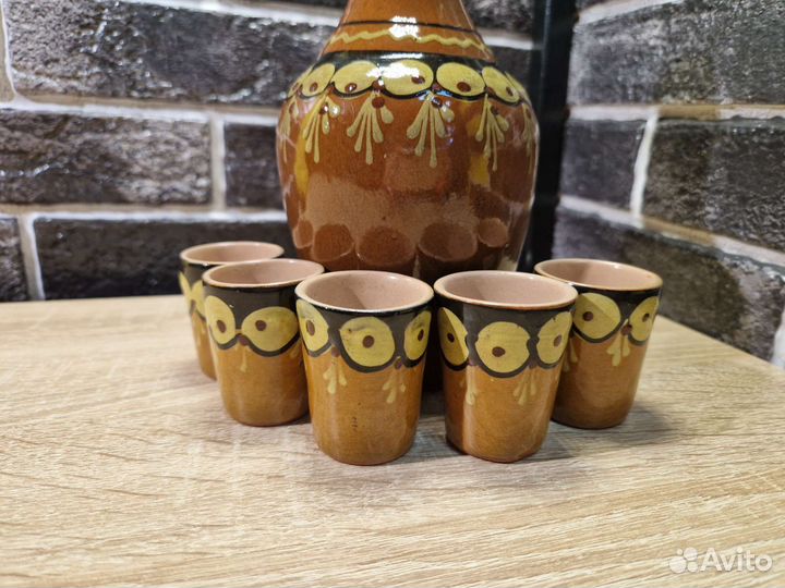 К.1510 Кувшин керамика и 5 рюмок