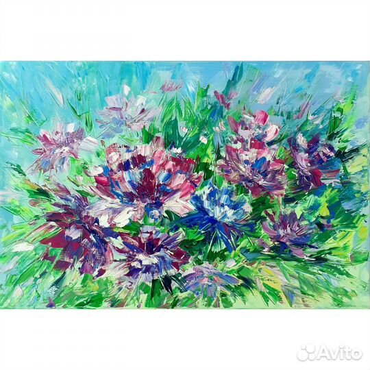 Яркая картина маслом Цветы пионы в наличии