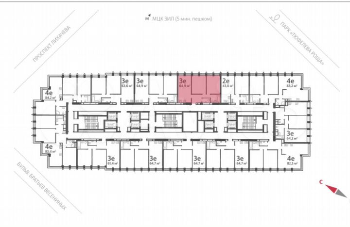 2-к. квартира, 64,9 м², 15/40 эт.