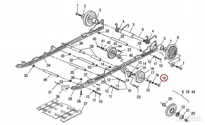 Болт ролика гусеницы Polaris Widetrak LX / 7517918