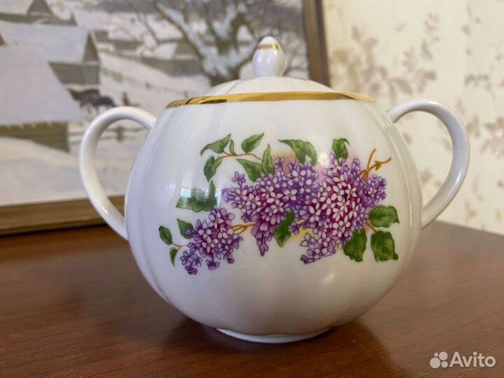 Предметы чайного сервиза Вербилки Сирень СССР