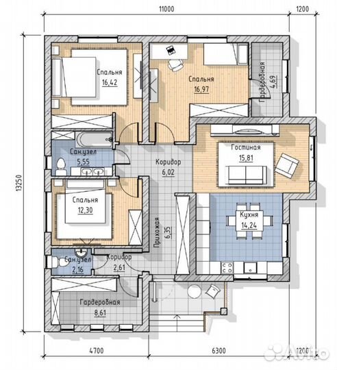 Строительство дома под ключ, 136кв, 1 этаж