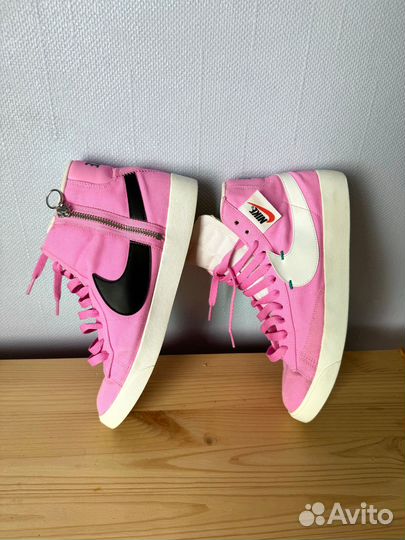 Кеды кроссовки высокие Nike Blazer розовые на молн