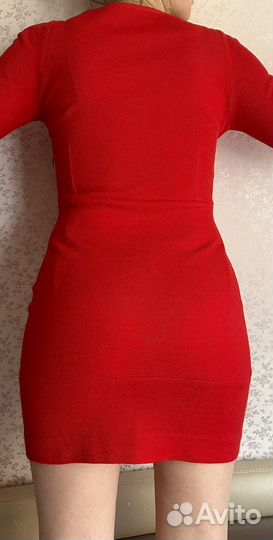 Платье красное теплое рукав 3/4 Sandro 2(S) 42-44