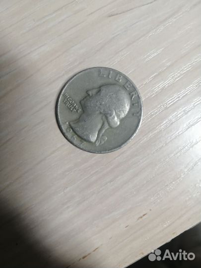 Монета liberty quarter dollar 1967