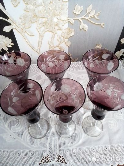 Фужеры цветное стекло СССР винтаж