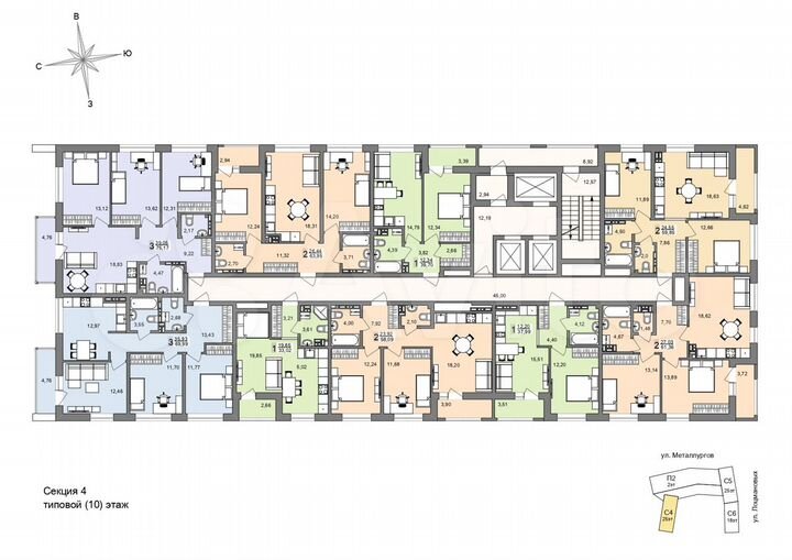 2-к. квартира, 63,6 м², 18/26 эт.