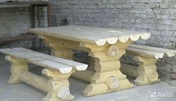 Мебель садовая из бревна