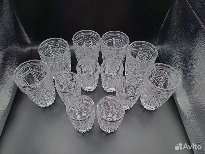 Стаканы Рюмки Стопки Резьба Хрусталь СССР