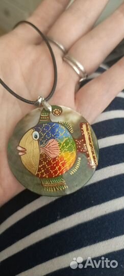 Кулон рыба роспись по перламутру
