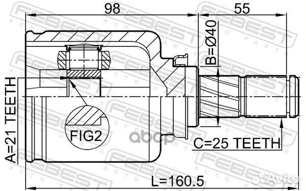 Шрус внутренний 21x40x25 (nissan note E11E 2005