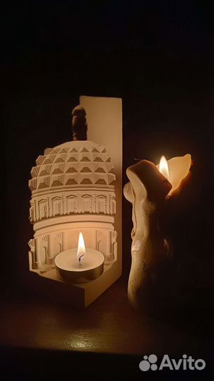 Подсвечник гипсовый, свечи торсы, подарочный набор