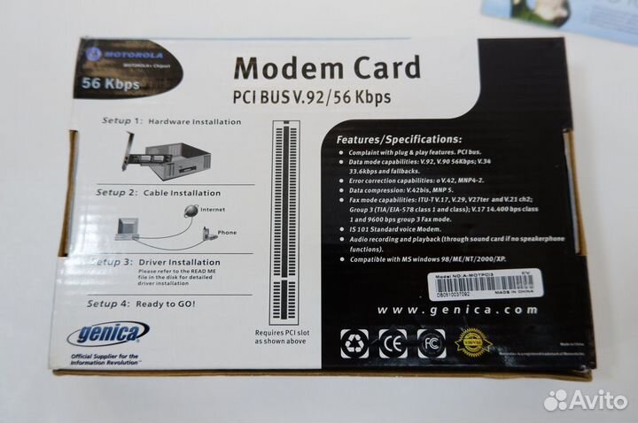 Modem card PCI BUS V.92/ 56 Kbps genica motorola