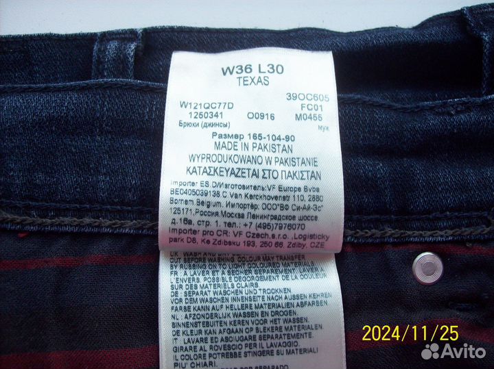 Джинсы wrangler W36/L30