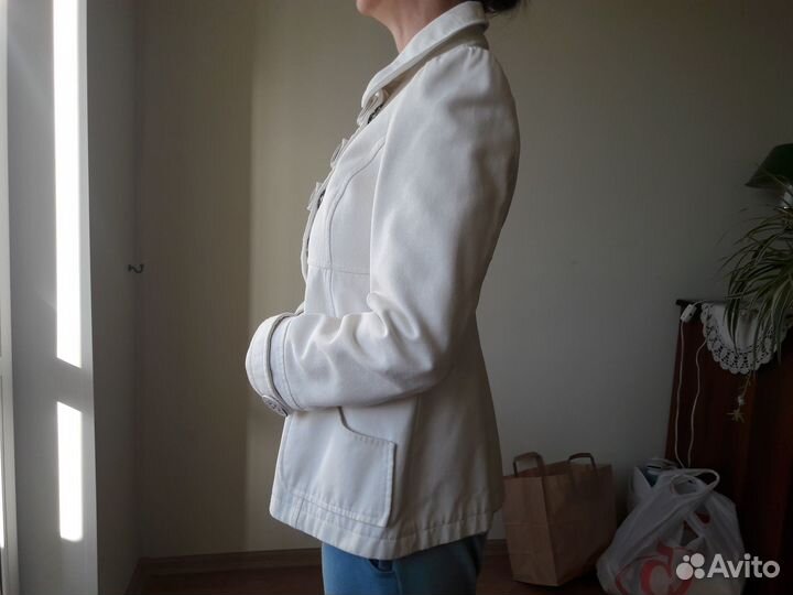 Тренч пальто Zara из хлопка белое