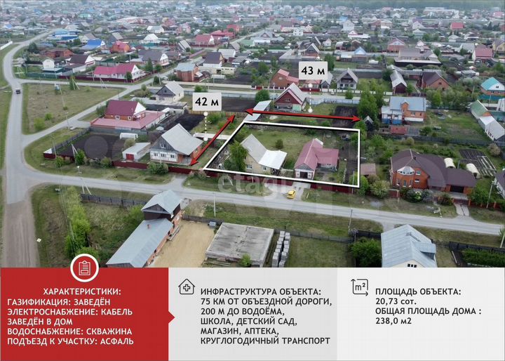 Дом 238 м² на участке 20 сот.