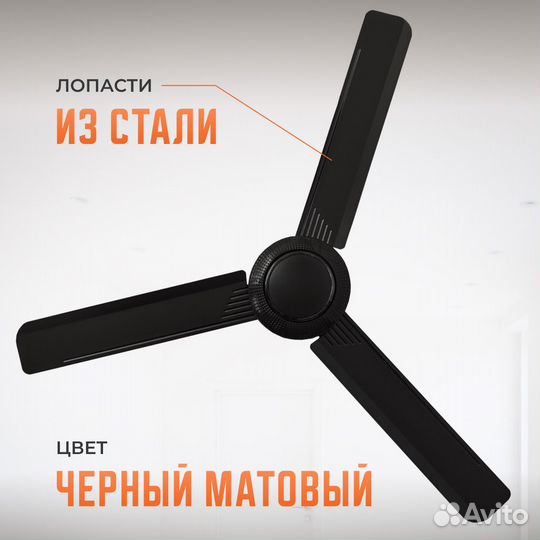 Потолочный вентилятор черный