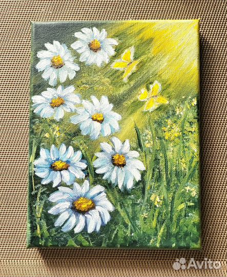 Картина маслом на холсте Ромашки