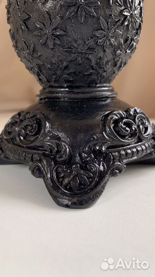 Подсвечник декор из гипса чёрный глянцевый