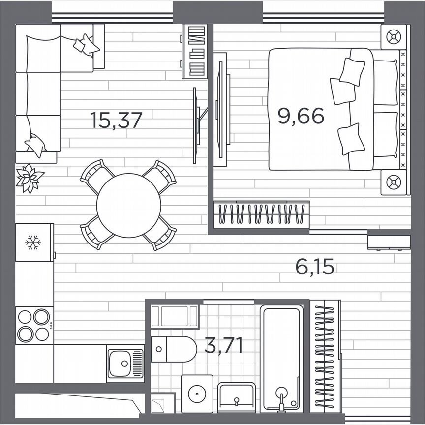 1-к. квартира, 34,9 м², 4/5 эт.