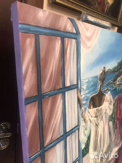 Подарок учителю Картина маслом девушка у моря обна