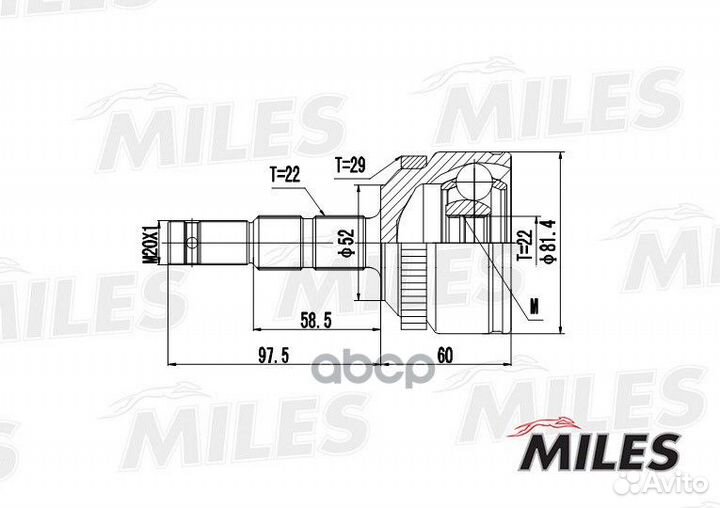 GA20362 miles шрус наружний (ABS) GA20362 Miles