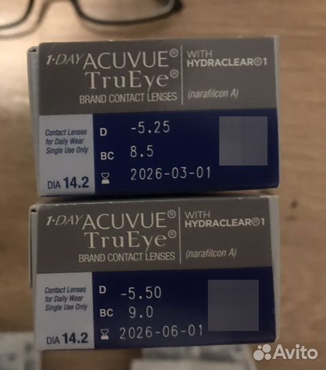 Линзы упаковка 30шт новые -5,25 и -5,5