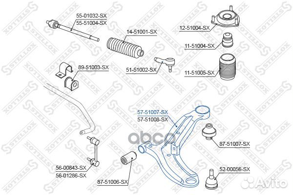 57-51007-SX рычаг нижний левый Hyundai Accent