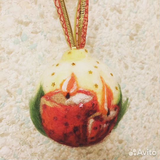 Новогодние шары из шерсти