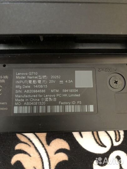 Ноутбук lenovo g710