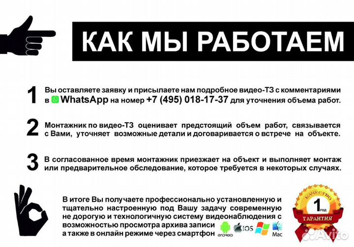 Комплект видеонаблюдения на 4 камеры 2мП + монтаж
