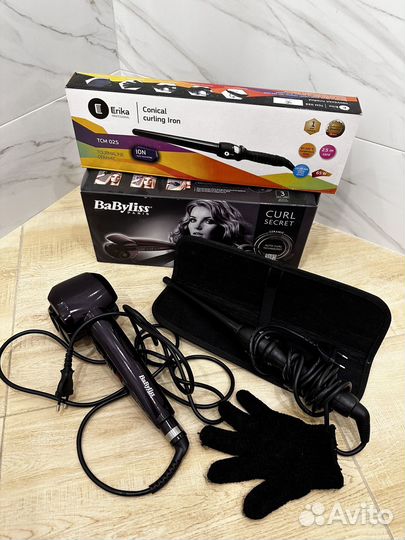 2 плойки Babyliss curl secret и erica конусная