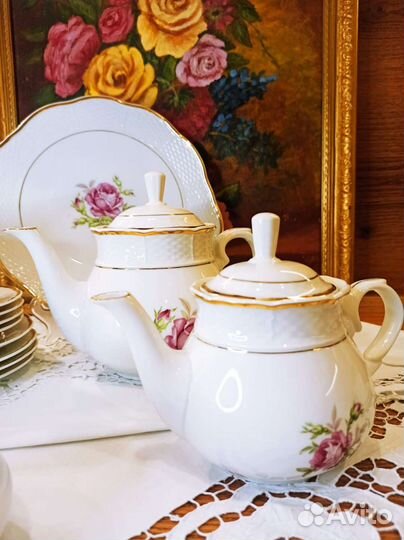 Сервиз чайный фарфор Чайная роза Thun Чехословакия