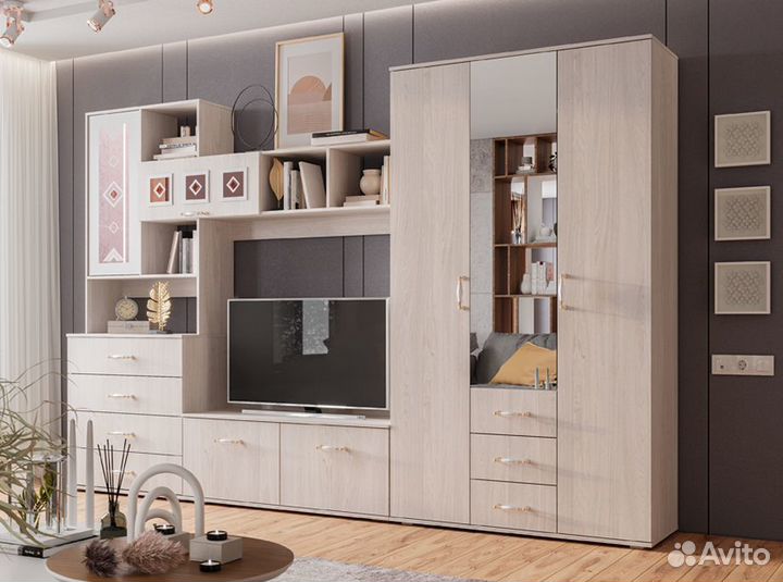 Стенка Белла центральная секция ясень белый