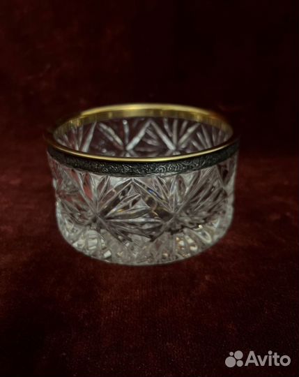 Конфетница с мельхиоровым ободком