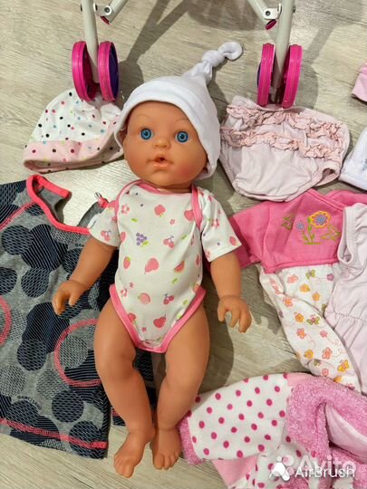 Набор игрушек пупсик коляска