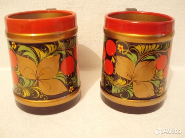 Кружки Хохлома, корзина