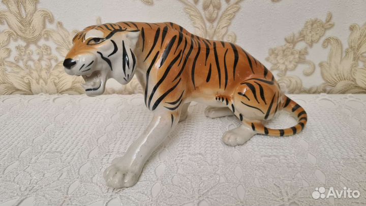 Фарфор статуэтка Тигр Шерхан лфз 27см. 1960-е СССР