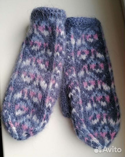 Пуховые варежки ручной вязки, новые