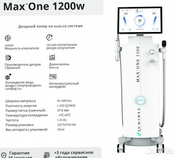 Диодный лазер Lumines Max'One 1200w в рассрочку