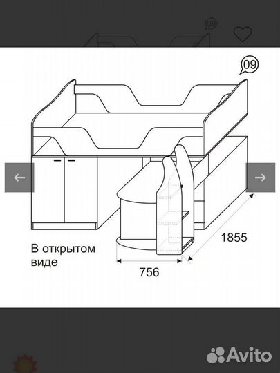 Детская кровать чердак со столом и шкафом