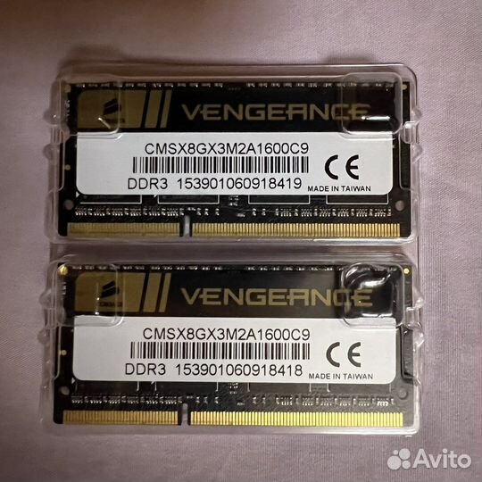 Оперативная память для ноутбука Corsair 8гб DDR3