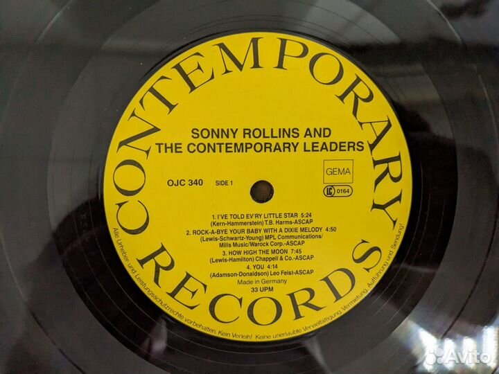 Sonny Rollins and Contemporary Leaders винил джаз