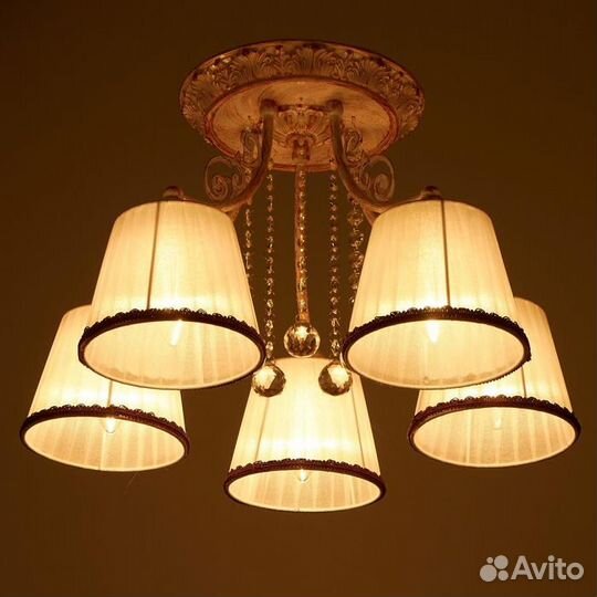 Люстра 6288/5 5х40Вт Е14 белый с позолотой