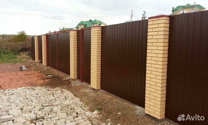 Забор с воротами 4 м под ключ, длина 20 м
