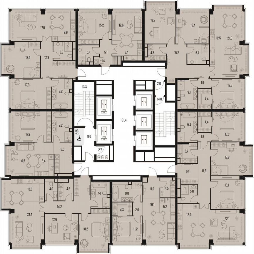 2-к. квартира, 57,3 м², 40/47 эт.