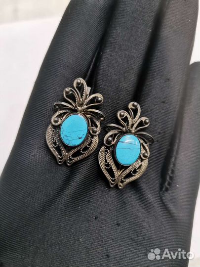 Серьги Серебро 925 пробы Винтаж ссср(Ч)