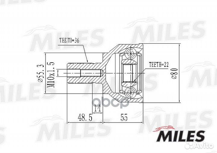Шрус mazda 3 I 1.3-2.0 03-09 нар. GA20208 Miles